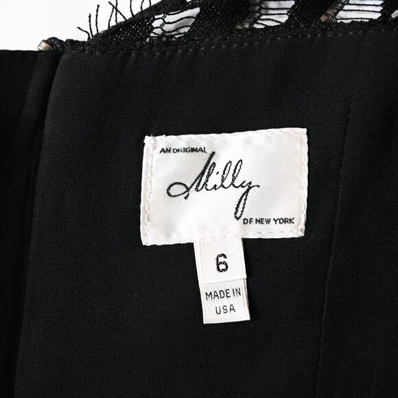 MILLY OF NEW YORK Black Lace 3/4 Sleeves Dress - Size 6 - Picture 9 of 11